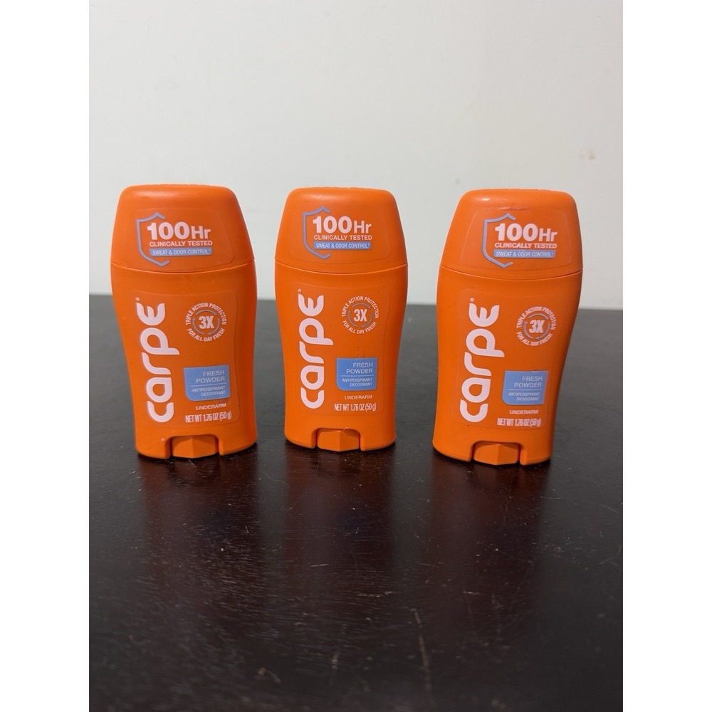 Lot Of 3-Carpe Antiperspirant Underarm Lotion, Powder Fresh  1.76 oz Each Sealed